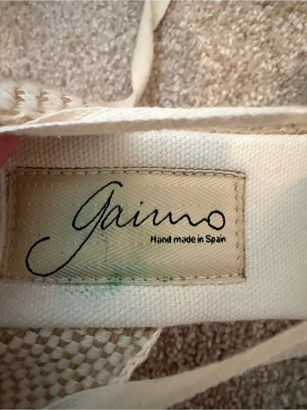 Gaimo hand made Lace Ankle-Tie Espadrille Wedges in Cream